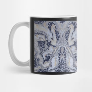 Gunmetal Gray Marble Aesthetic - Blue Cracked Fractals Abstract Pattern Mug